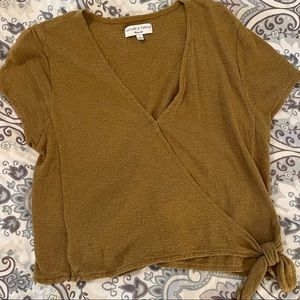 Madewell Faux Wrap Top Light Moss Green Size L